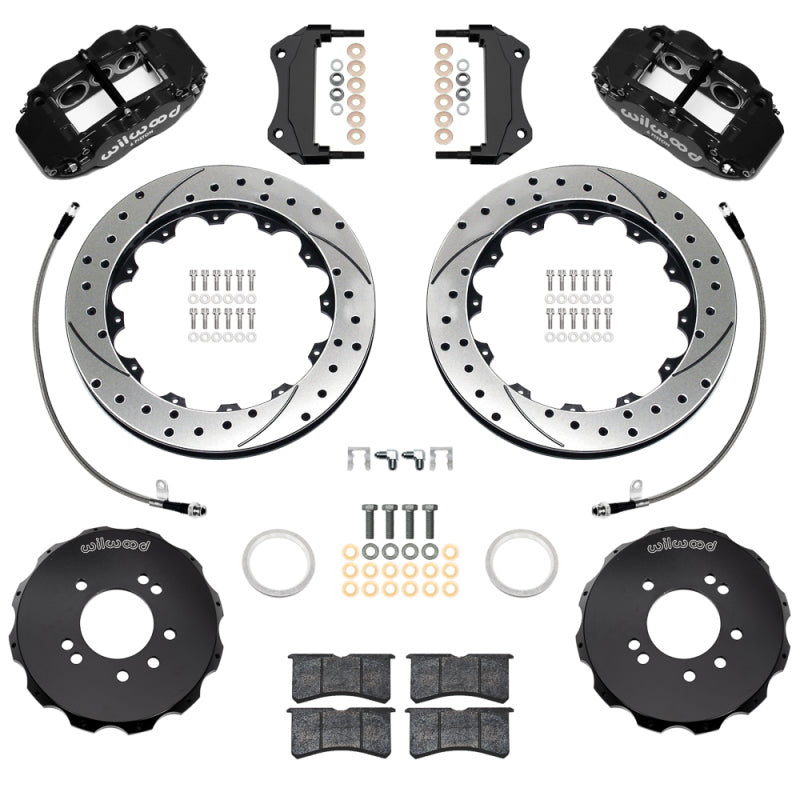 Wilwood 99-02 Nissan Skyline Superlite 6R Front BBK w/ 12.88in D/S Rotors & Flexlines - Black Big Brake Kits Wilwood