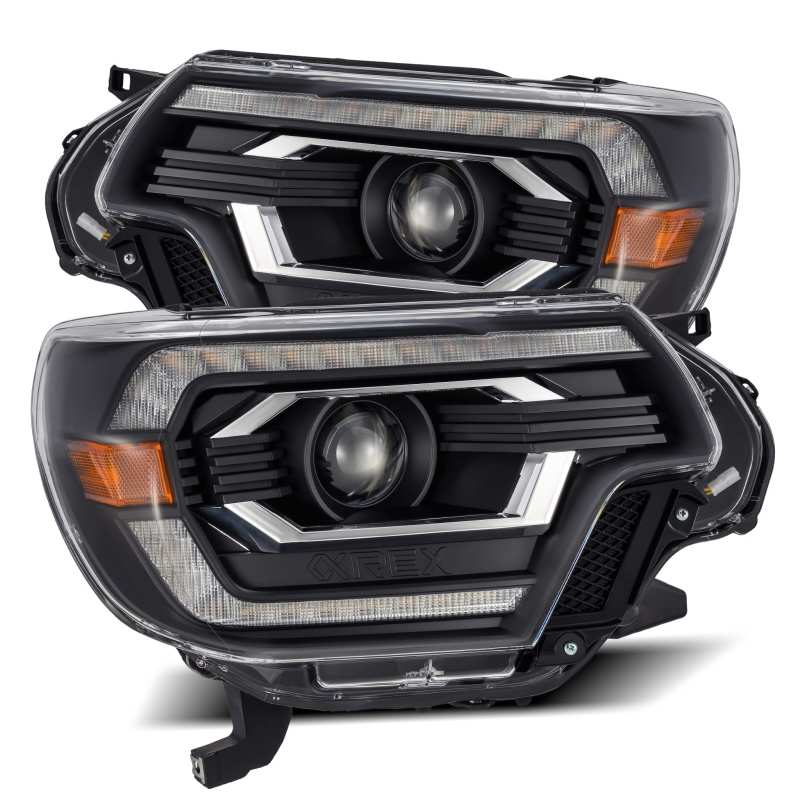 AlphaRex 12-15 Toyota Tacoma PRO-Series Projector Headlights Plank Style Black w/DRL Headlights AlphaRex