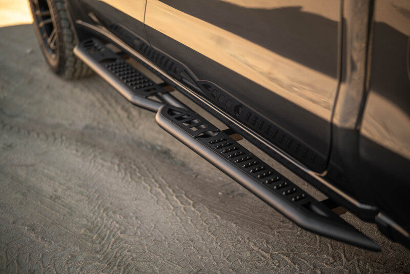 DV8 Offroad 19-24 GMC Sierra 1500 Crew Cab OE Plus Side Steps - Black Steel Side Steps DV8 Offroad