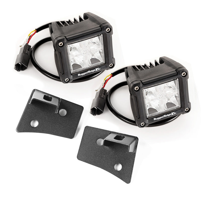 Rugged Ridge 07-18 Jeep Wrangler JK Dual Cube Windshield LED Kit w/ Brackets Brackets Rugged Ridge