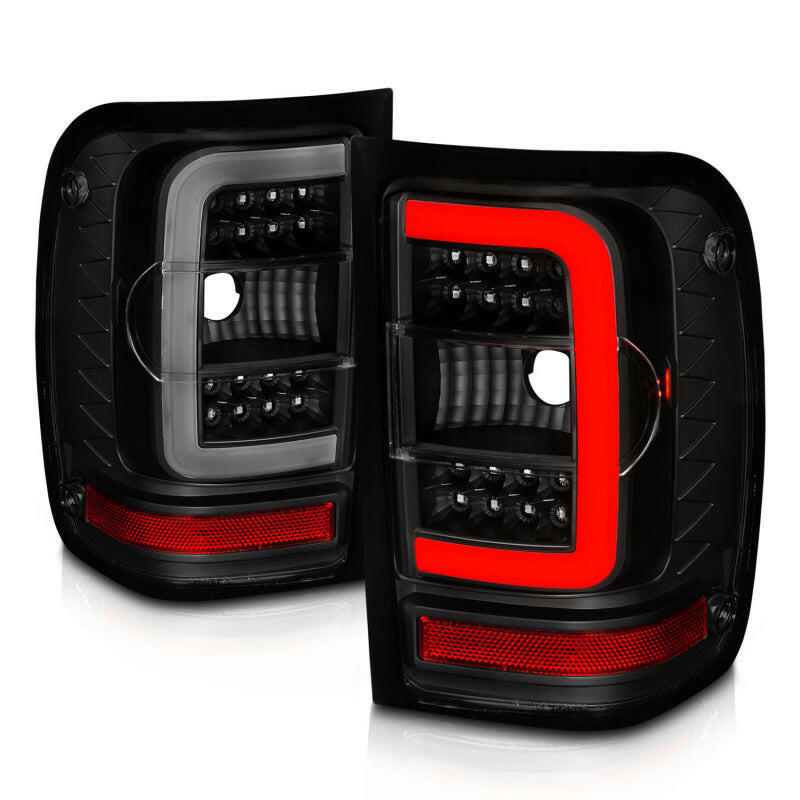 ANZO 01-11 Ford Ranger LED Taillights - Black Housing w/ Smoke Lens & Light Bar Tail Lights ANZO