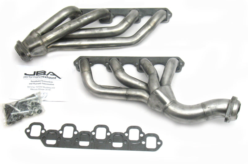 JBA 65-73 Ford Mustang 351W SBF w/T-5/Cable Clutch 1-5/8in Primary Raw 409SS Mid Length Header Headers & Manifolds JBA