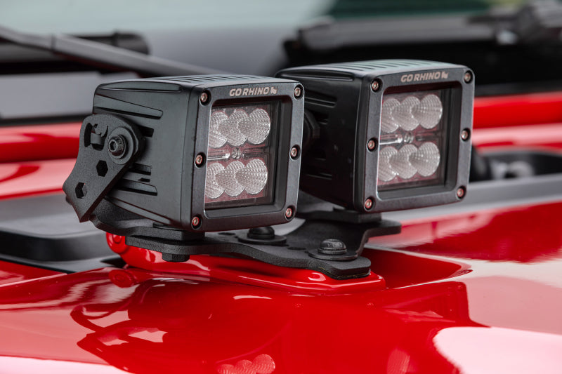 Go Rhino 18-20 Jeep Wrangler JL/JLU/Gladiator JT Light Mount - Two 3in Cubes Light Mounts Go Rhino