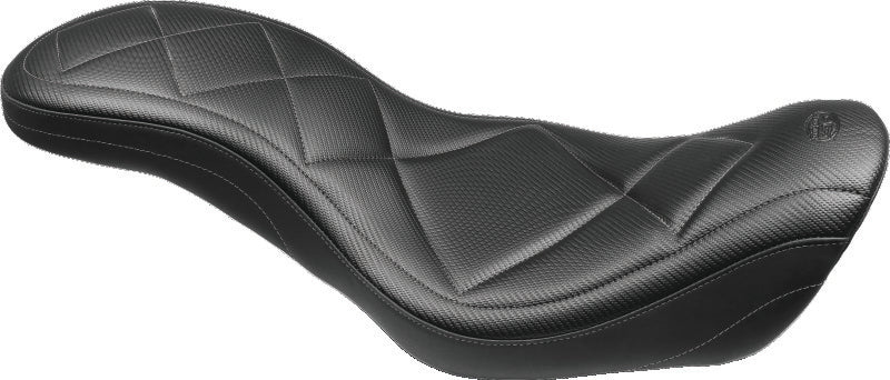 Mustang 14-17 Harley Fat Bob Super Tripper 1PC Seat Carbon - Black One-Piece Motorcycle Seats Mustang Motorcycle