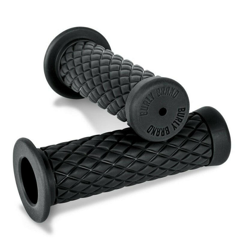 Burly Brand Rubber Diamondback Grips 1in - Black Grips Burly Brand