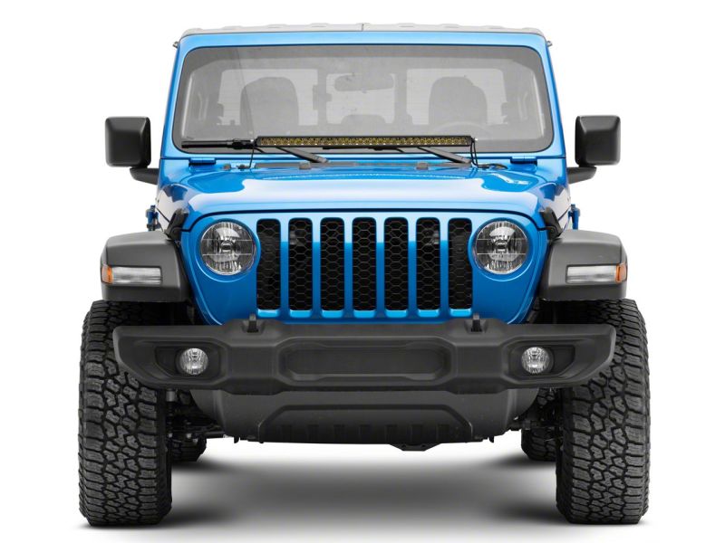 Raxiom 18-23 Jeep Wrangler JL Axial Series 30-In Single Row LED Light Bar w/ Hood Mounting Brackets Brackets Raxiom