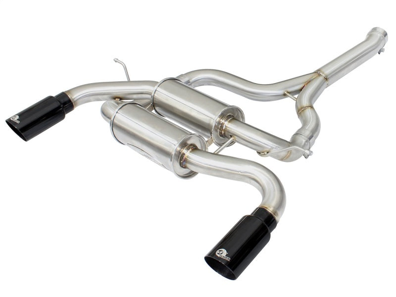 aFe MACHForce XP SS-304 Black Tip 2.5in Dia Axle Back Exhaust 12-15 BMW 335i (F30) 3.0L (t) Axle Back aFe