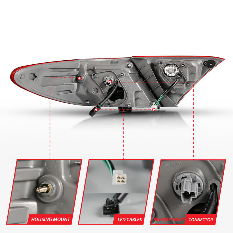 ANZO 2015-2016 Toyota Camry LED Taillights Red/Clear Tail Lights ANZO