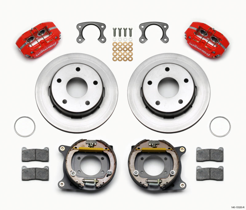 Wilwood Dynapro Lug Mount P/S Park Brake Kit Red Small Ford 2.36in Off Bronco 5 x 5.50 Big Brake Kits Wilwood