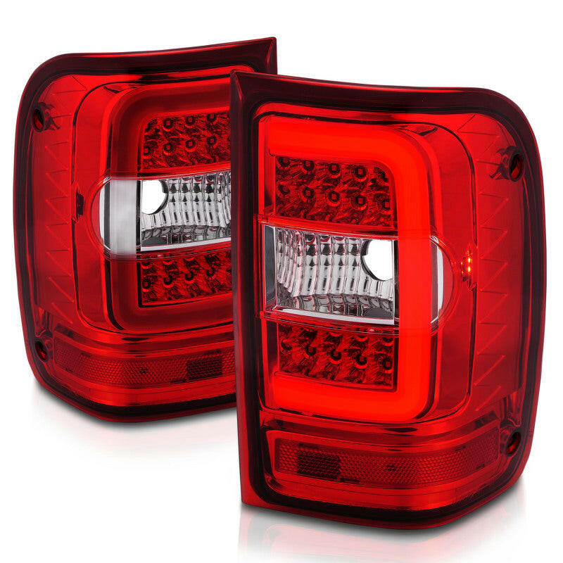 ANZO 2001-2011 Ford Ranger LED Tail Lights w/ Light Bar Chrome Housing Red/Clear Lens Tail Lights ANZO