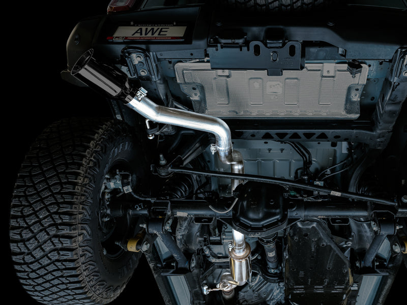 AWE Tuning 2021+ Ford Bronco 0FG Single Rear Exit Exhaust w/Diamond Black Tip & Bash Guard Catback AWE Tuning
