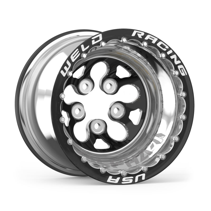 Weld Alpha-1 15x12 / 5x5 BP / 3in. BS Black Wheel - Black Double Beadlock MT Wheels - Forged Weld