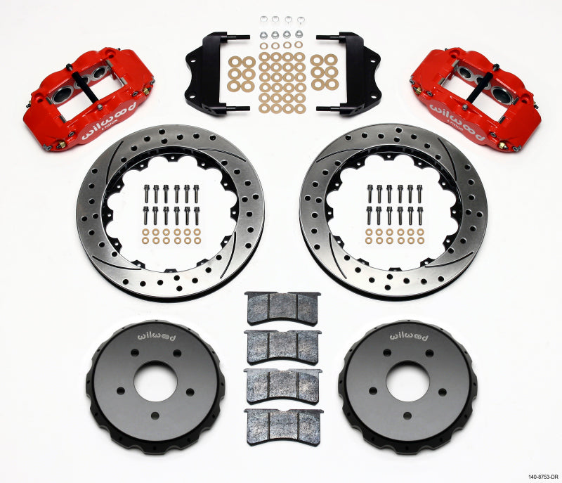 Wilwood Narrow Superlite 6R Front Hat Kit 13.06in Drilled Red 2004-2006 Pontiac GTO Big Brake Kits Wilwood