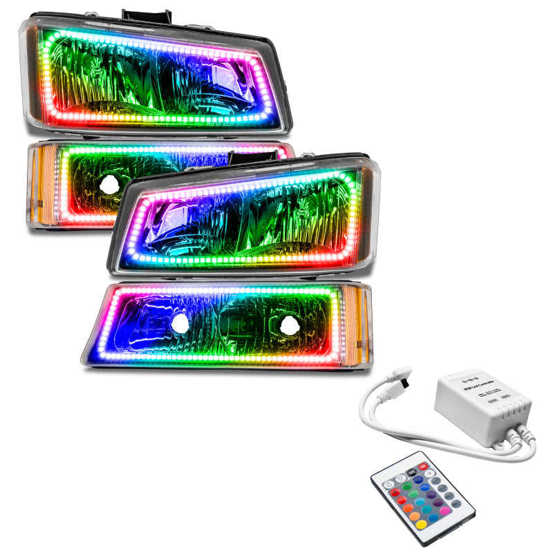 Oracle Chevy Silverado 03-06 Square Halo Kit - ColorSHIFT w/ Simple Controller Headlights ORACLE Lighting