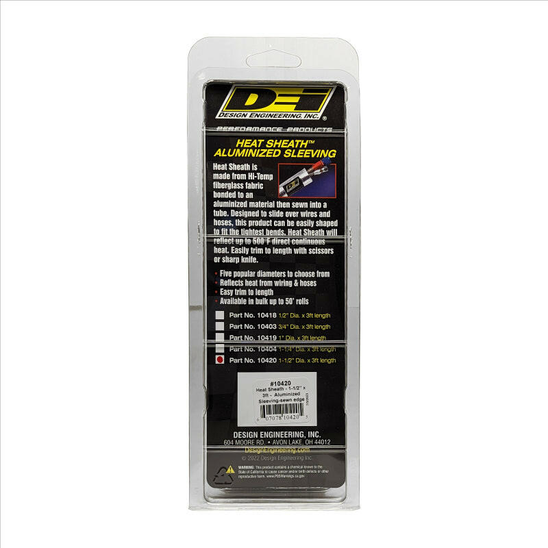 DEI Heat Sheath 1-1/2in I.D. x 3ft - Aluminized Sleeving - Sewn Edge Thermal Sleeves DEI