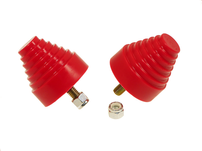 Prothane Universal Bump Stop 2-1/4X2-1/4 Cone w/Stp - Red Bump Stops Prothane