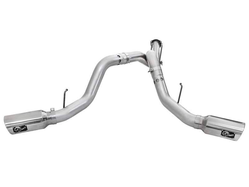 aFe Atlas Exhaust 4in DPF-Back Exhaust Aluminized Steel Polished Tip 11-14 ford Diesel Truck V8-6.7L DPF Back aFe