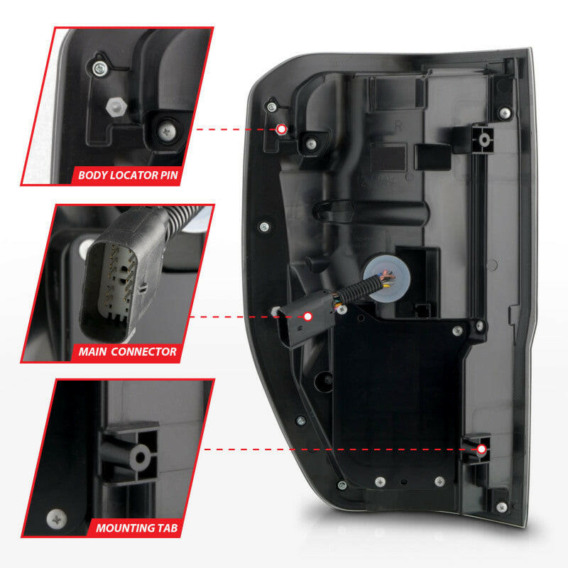 ANZO 19-22 Ford Ranger Full LED Taillights w/ Lightbar Sequential Signal Black Housing/Smoke Lens Tail Lights ANZO