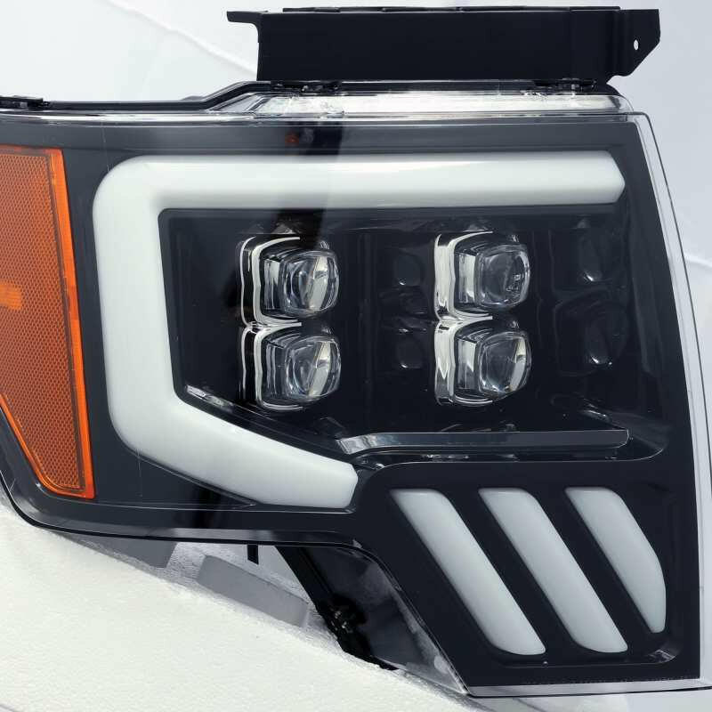 AlphaRex 09-14 Ford F-150 NOVA LED Proj Headlights Plank Style Gloss Black w/Activ Light/Seq Signal Headlights AlphaRex