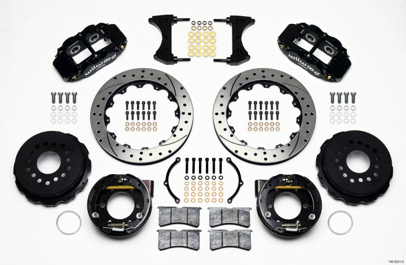 Wilwood Narrow Superlite 4R Rear P-Brk Kit 12.88in Drilled 2005-2014 Mustang Big Brake Kits Wilwood