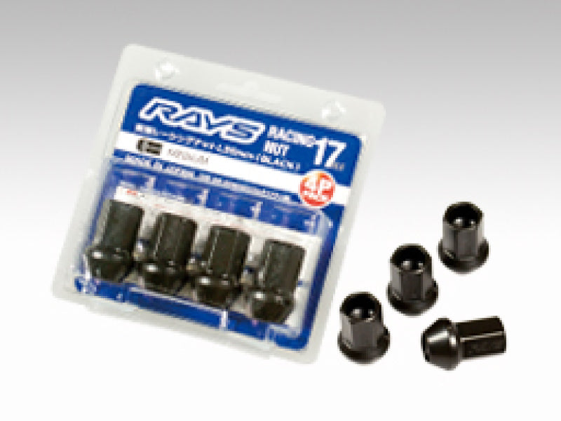 Rays 17 Hex Racing Lock Nut Set L35 Medium Type 12x1.25 - Black Chromate (4 Pieces) Lug Nuts Rays