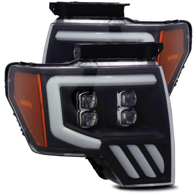 AlphaRex 09-14 Ford F-150 NOVA LED Proj Headlights Plank Style Matte Black w/Activ Light/Seq Signal Headlights AlphaRex