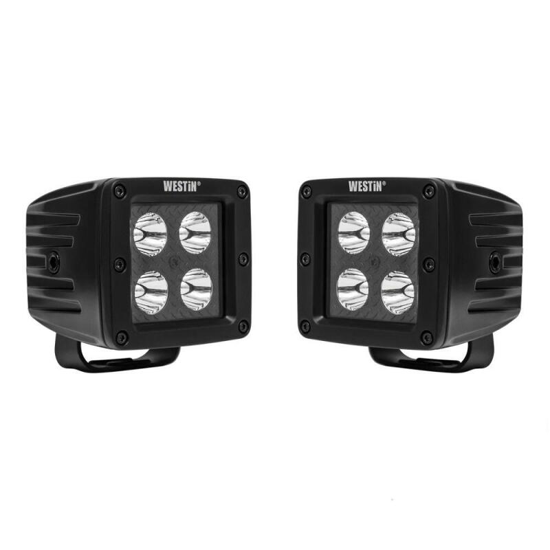 Westin HyperQ LED Auxiliary Lights 3in x 3in cube 20w Flood - Black Light Bars & Cubes Westin