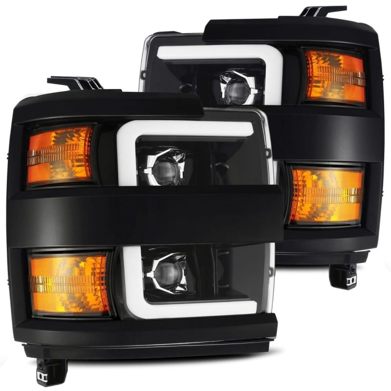 AlphaRex 15-19 Chevy 2500HD PRO-Series Proj Headlights Plank Jet Blk w/Activ Light/Seq Signal/DRL Headlights AlphaRex