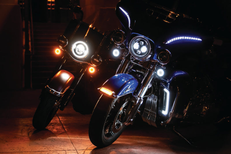 Kuryakyn Tracer L.E.D. Front Turn Signal Insert, White/Amber Light, Smoke Lens 1157 Bulbs Kuryakyn