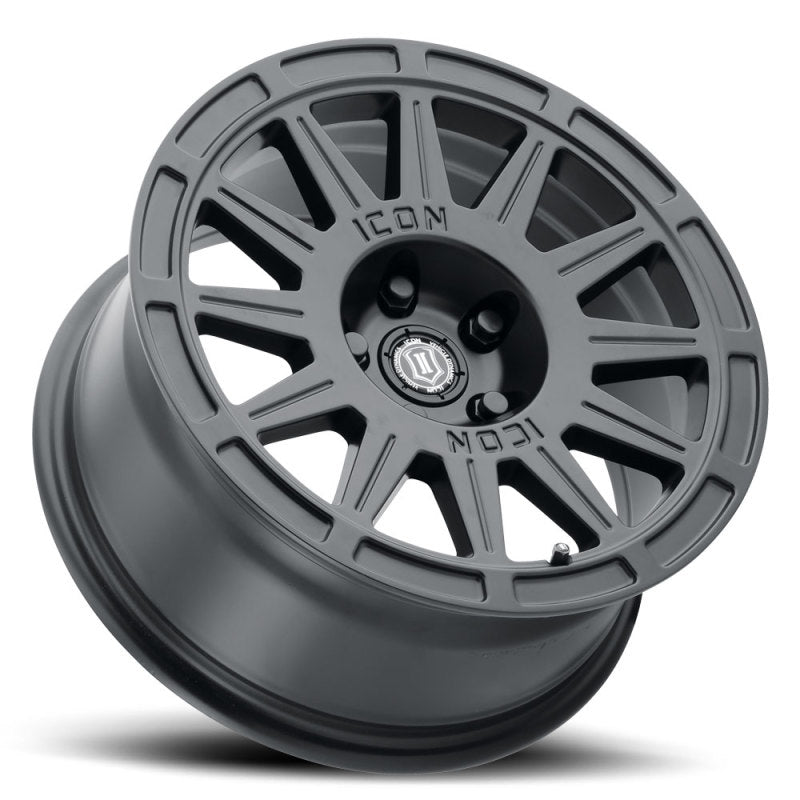 ICON Ricochet 15x7 5x100 15mm Offset 4.6in BS 56.1mm Bore Satin Black Wheel Wheels - Cast ICON