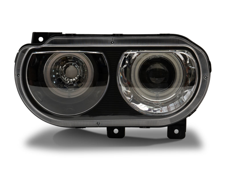 Raxiom 08-14 Dodge Challenger Dual LED Halo Projector Headlights- Black Housing (Clear Lens) Headlights Raxiom