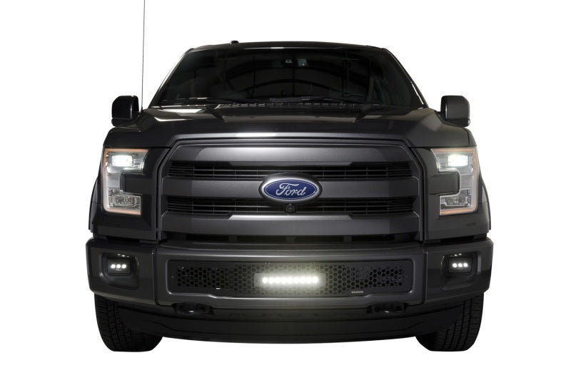 Putco 15-17 Ford F-150 - SS Black Punch Design w/ 10in Luminix Light bar Bumper Grille Inserts Grilles Putco