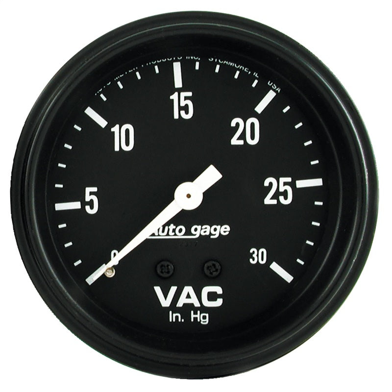 Autometer AutoGage 2-5/8in. / 0-30 IN HG / Mechanical Full Sweep Vacuum Gauge Gauges AutoMeter