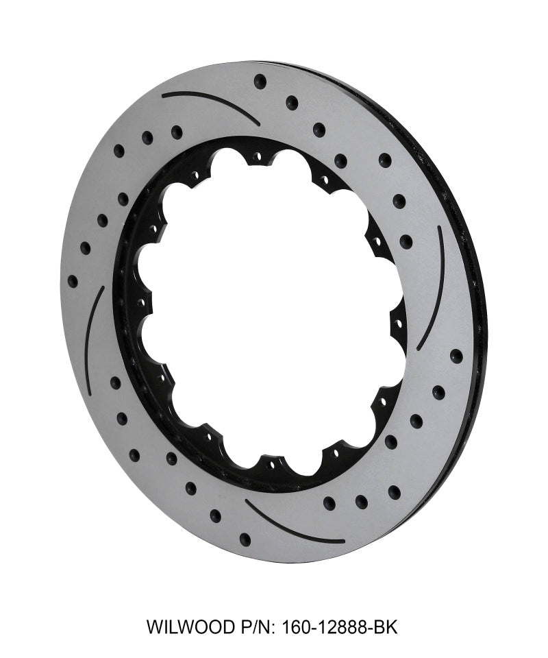 Wilwood Rotor-SRP36 Iron-RH-BLK-Drill 14.00 x .760 - 12 on 8.75in Brake Rotors - 2 Piece Wilwood