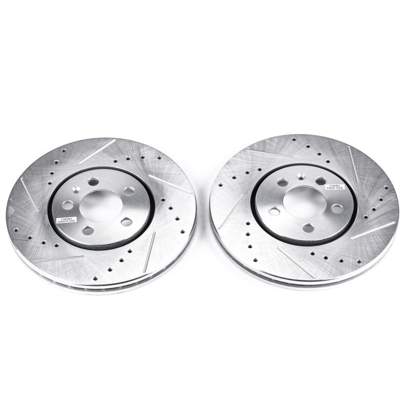 Power Stop 96-99 Volkswagen Golf Front Evolution Drilled & Slotted Rotors - Pair Brake Rotors - Slot & Drilled PowerStop