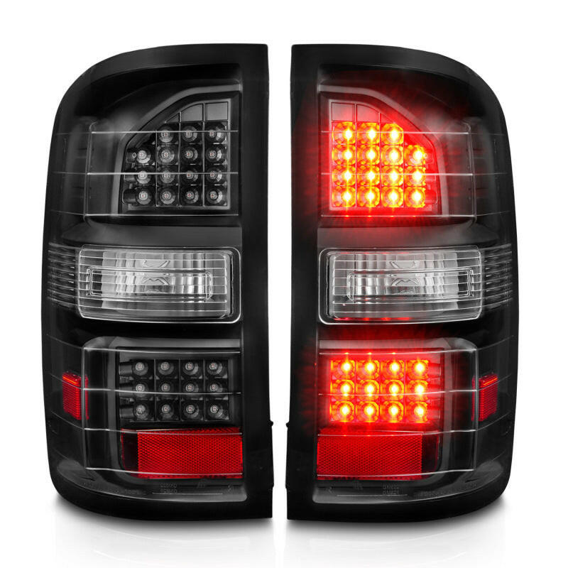 ANZO 2014-2018 GMC Sierra LED Tail Lights Black Housing Clear Lens Tail Lights ANZO