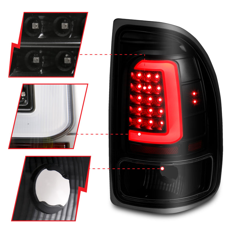 ANZO 1997-2004 Dodge Dakota LED Taillights Black Housing Smoke Lens Pair Tail Lights ANZO