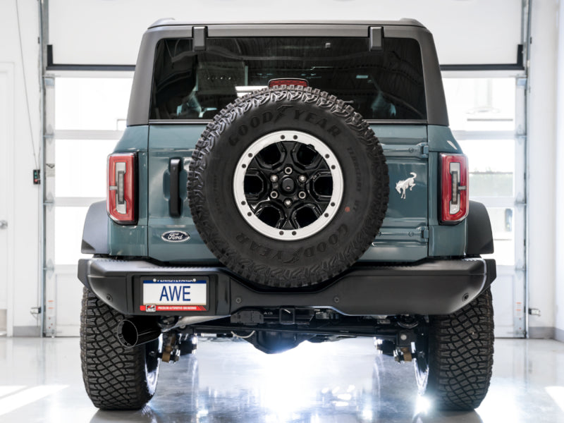 AWE Tuning 2021+ Ford Bronco 0FG Single Rear Exit Exhaust w/Diamond Black Tip & Bash Guard Catback AWE Tuning
