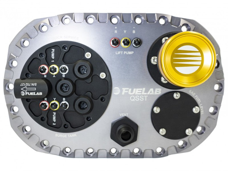 Fuelab Quick Service Surge Tank w/Bosch Lift Pump & Dual 500LPH Brushed Pumps w/Controller -Titanium Surge Tanks Fuelab