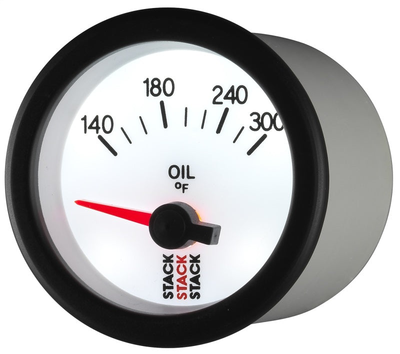 Autometer Stack 52mm 140-300 Deg F 1/8in NPTF Electric Oil Temp Gauge - White Gauges AutoMeter