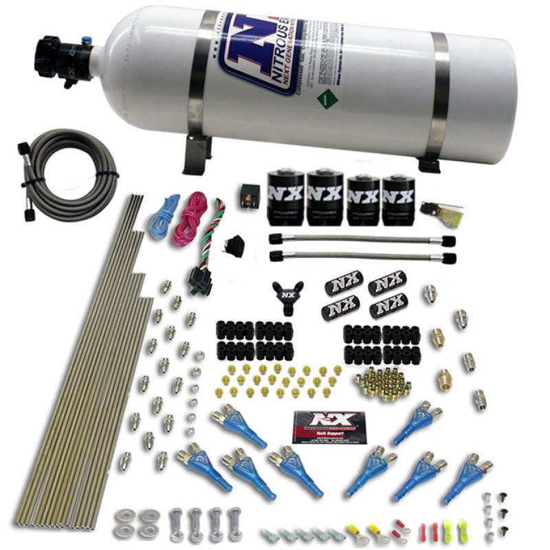 Nitrous Express 8 Cyl Shark Direct Port 4 Solenoids Nitrous Kit (200-600HP) w/15lb Bottle Nitrous Systems Nitrous Express