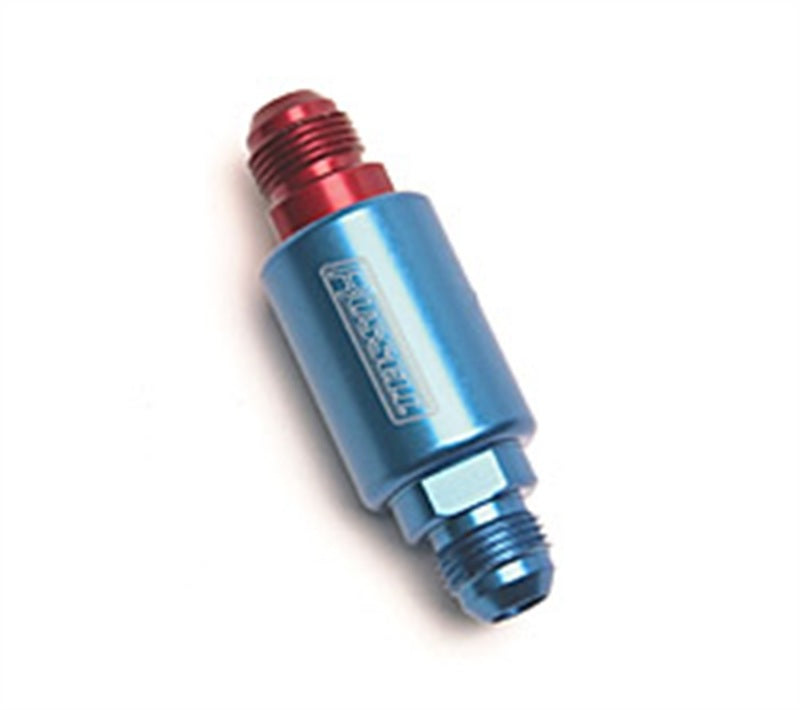 Russell Performance Red/Blue Anodized (3-1/4in Length 1-1/4in dia. -8 male inlet/outlet) Fuel Filters Russell