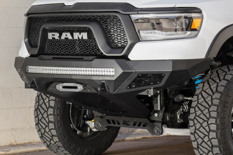 Addictive Desert Designs 2019 Ram Rebel 1500 Stealth Fighter Fr Bumper w/Winch&Parking Sensor Mounts Bumpers - Steel Addictive Desert Designs