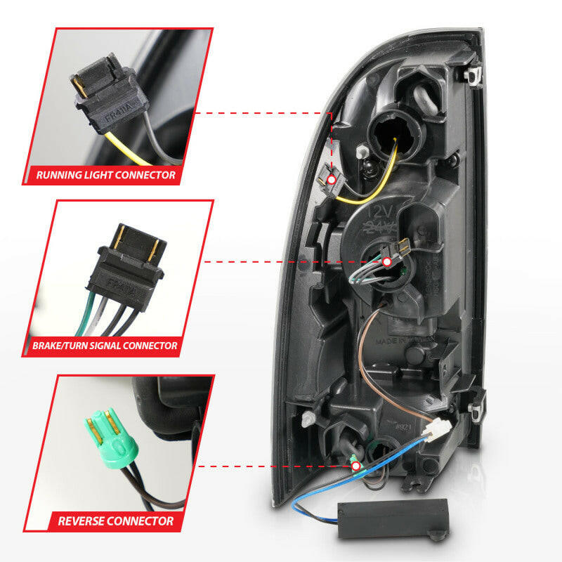 ANZO 05-15 Toyota Tacoma Full LED Tail Lights w/Light Bar Sequential Black Housing Clear Lens Tail Lights ANZO