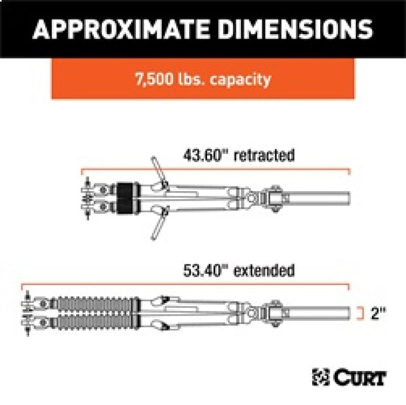 RockJock Curt Rambler Steel RV Tow Bar 7500lbs 2in Shank Tow Bars RockJock