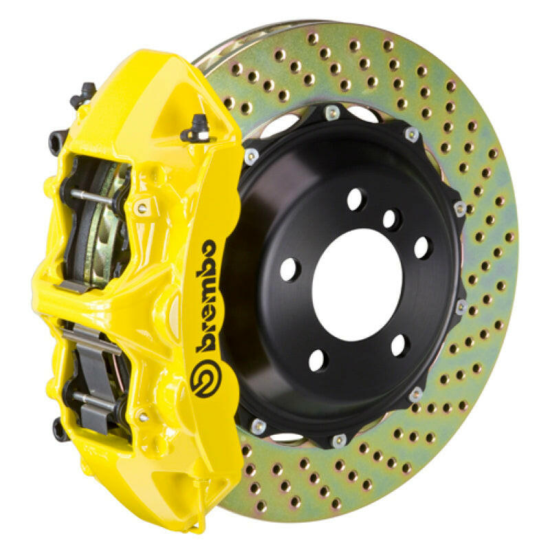 Brembo 12-16 98ster Front GT BBK 6 Piston Cast 355x32 2pc Rotor Drilled-Yellow Brake Kits - Performance Slot Brembo
