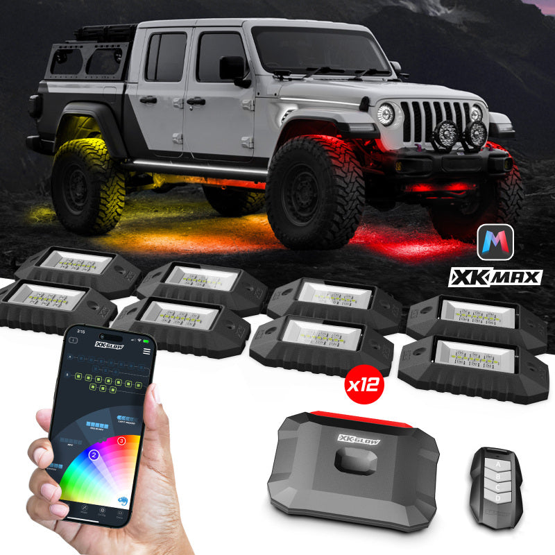 XK Glow RGBW 12pc Addressable LED Rock Light Kit Light Bars & Cubes XKGLOW