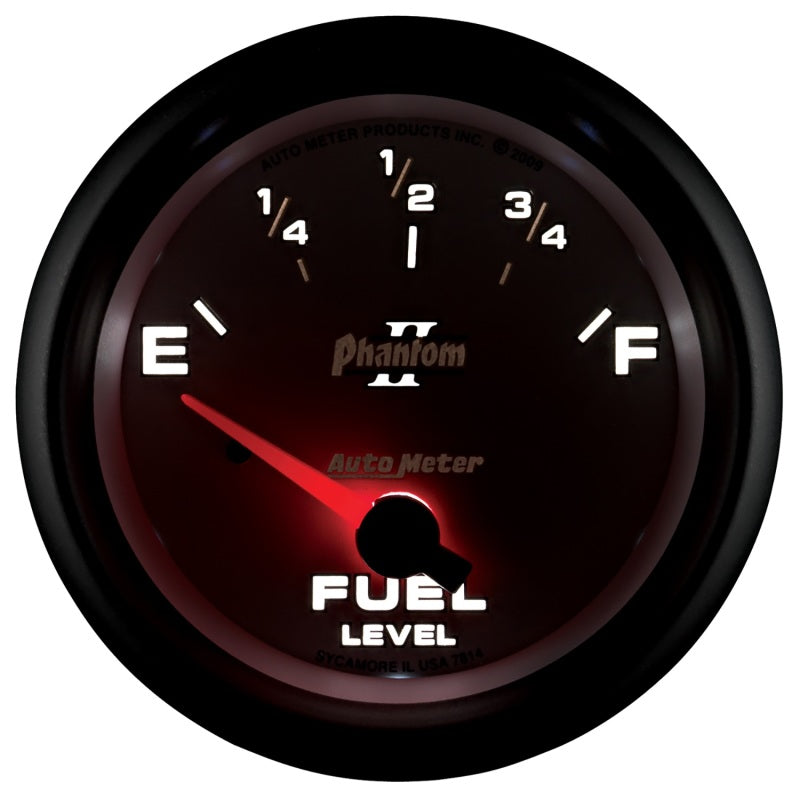 AutoMeter Gauge Fuel Level 2-5/8in. 0 Ohm(e) to 90 Ohm(f) Elec Phantom II Gauges AutoMeter