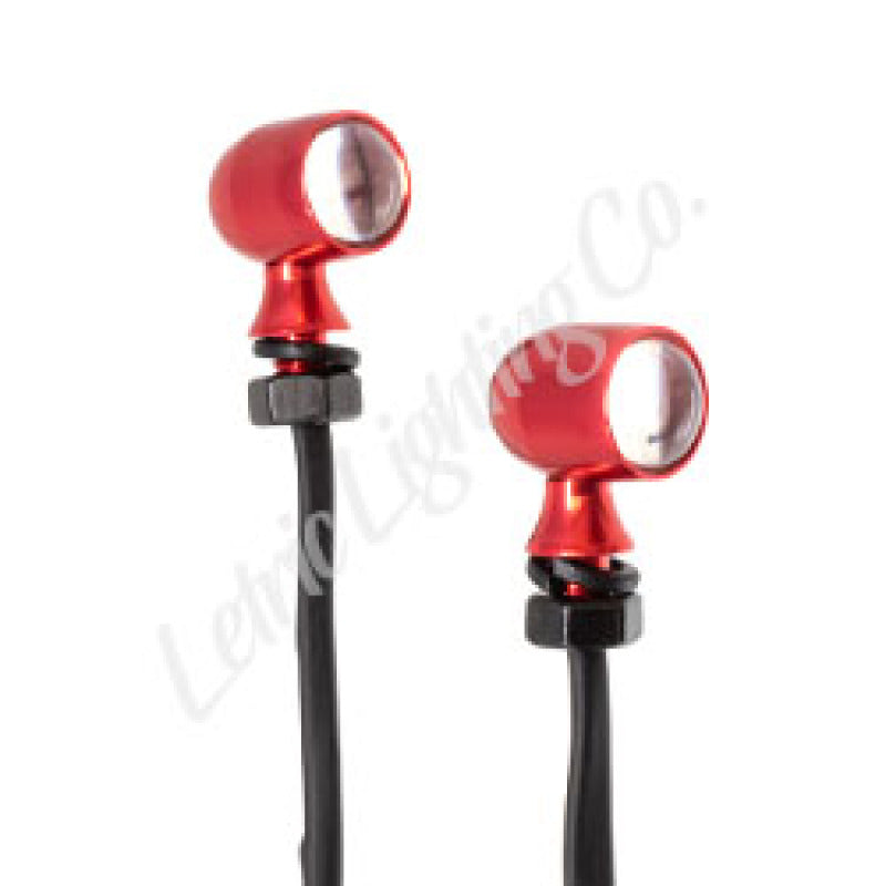 Letric Lighting 12mm Mini White Running Amber Turn Signal LEDs - Red Anodized Light Accessories and Wiring Letric Lighting