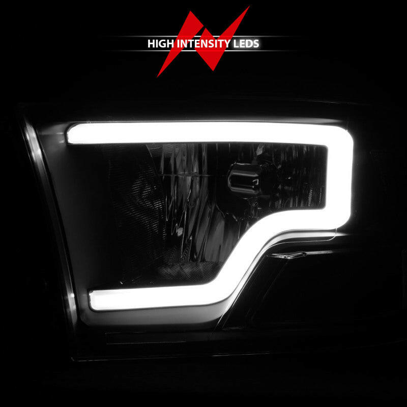 ANZO 2009-2018 Dodge Ram 1500 Crystal Headlights w/ Light Bar Black Housing Headlights ANZO